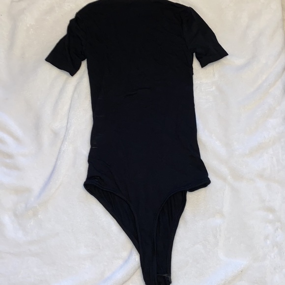 Black V Neck Shortsleeve Bodysuit - Picture 8 of 8
